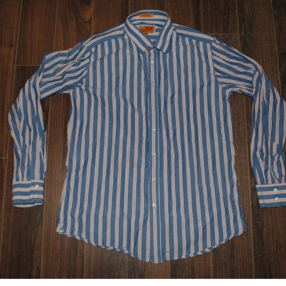 Simon Carter Carnaby St Slim Fit Button Up Long Sleeve Striped XL Shirt Chest 40